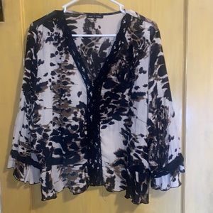 Violet and Claire- Black and brown sheer blouse X-Large